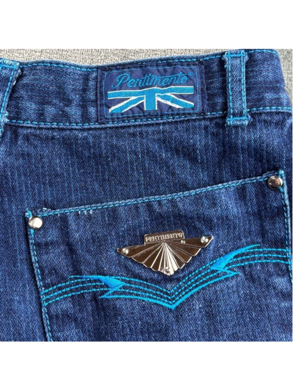 VTG Pentimento Jeans Women 0 Rare High Waist 70s Wide Leg Disco Retro Dark Blue